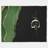Couverture Polaire Parties scintillant d'or et Monogramme d'âge vert (Devant (Horizontal))