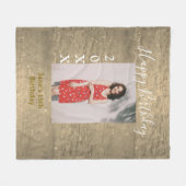 Couverture Polaire Parties scintillant d'or heureux 15e anniversaire  (Devant (Horizontal))