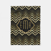 Couverture Polaire Parties scintillant d'or monogramme et Motif Zigza (Devant)