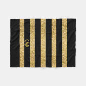 Couverture Polaire Parties scintillant d'or noir rayures Motif Monogr (Devant (Horizontal))