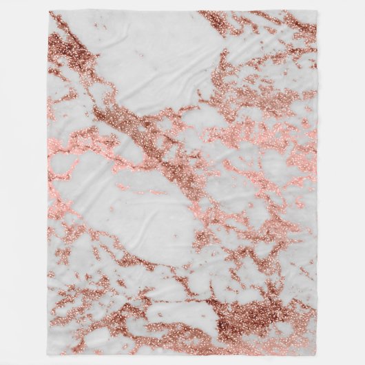 Couverture Polaire Parties scintillant d'or Rose en marbre moderne (Devant)