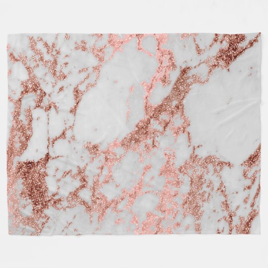 Couverture Polaire Parties scintillant d'or Rose en marbre moderne (Devant (Horizontal))