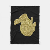 Couverture Polaire Parties scintillant d'or Silhouette Bunny Blanche  (Devant)