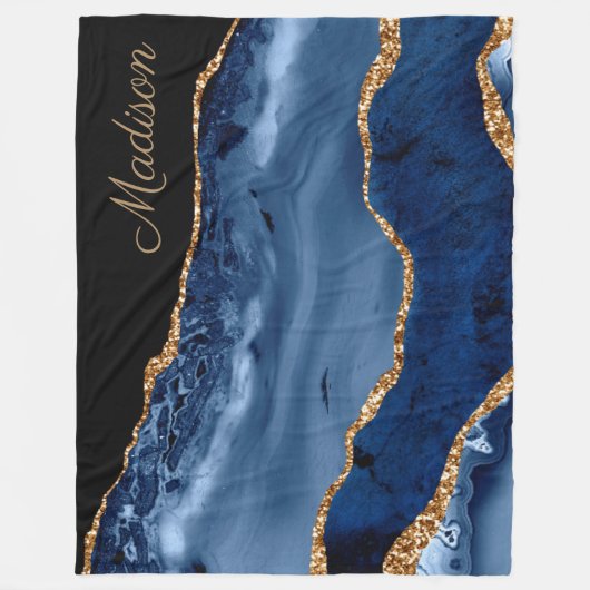 Couverture Polaire Parties scintillant en marbre bleu marine moderne  (Devant)