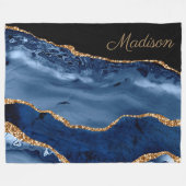 Couverture Polaire Parties scintillant en marbre bleu marine moderne  (Devant (Horizontal))