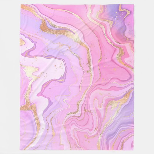 Couverture Polaire Parties scintillant en marbre rose violet or (Devant)