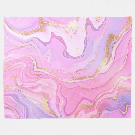 Couverture Polaire Parties scintillant en marbre rose violet or (Devant (Horizontal))