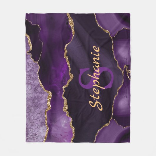 Couverture Polaire Parties scintillant en marbre violet et or Faux Mo (Devant)