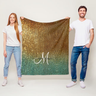 Couverture Polaire Parties scintillant en or holographique Monogram F
