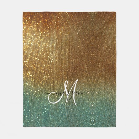 Couverture Polaire Parties scintillant en or holographique Monogram F (Devant)