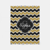 Couverture Polaire Parties scintillant en or noir blanc Motif Chevron (Devant)