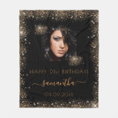 Couverture Polaire Parties scintillant en or noir d'anniversaire mono (Devant)