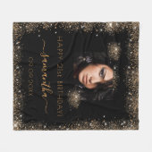 Couverture Polaire Parties scintillant en or noir d'anniversaire mono (Devant (Horizontal))