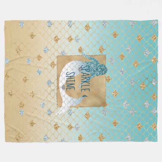 Couverture Polaire Parties scintillant étincelante Vermaid bleu or (Devant (Horizontal))