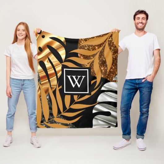 Couverture Polaire Parties scintillant florale tropicale (En situation)