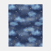 Couverture Polaire Parties scintillant Gold Stars Dark Blue Sky Motif (Devant)