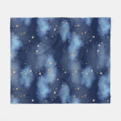 Couverture Polaire Parties scintillant Gold Stars Dark Blue Sky Motif (Devant (Horizontal))