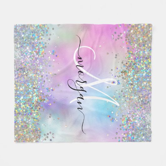 Couverture Polaire Parties scintillant holographique Rainbow Pastels  (Devant (Horizontal))