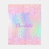 Couverture Polaire Parties scintillant holographique rose violet nom  (Devant)