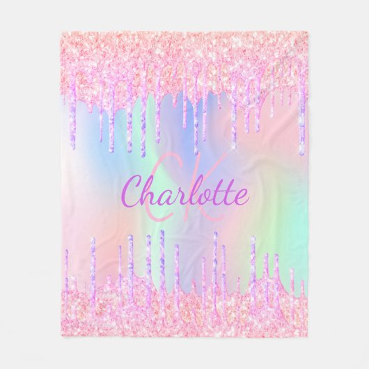 Couverture Polaire Parties scintillant holographique rose violet nom  (Devant)