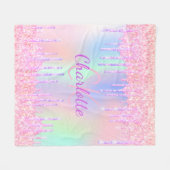 Couverture Polaire Parties scintillant holographique rose violet nom  (Devant (Horizontal))