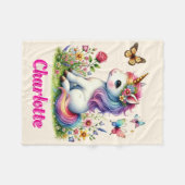 Couverture Polaire Parties scintillant licorne fleurs sauvages de pra (Devant (Horizontal))