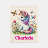 Couverture Polaire Parties scintillant licorne fleurs sauvages de pra (Devant)