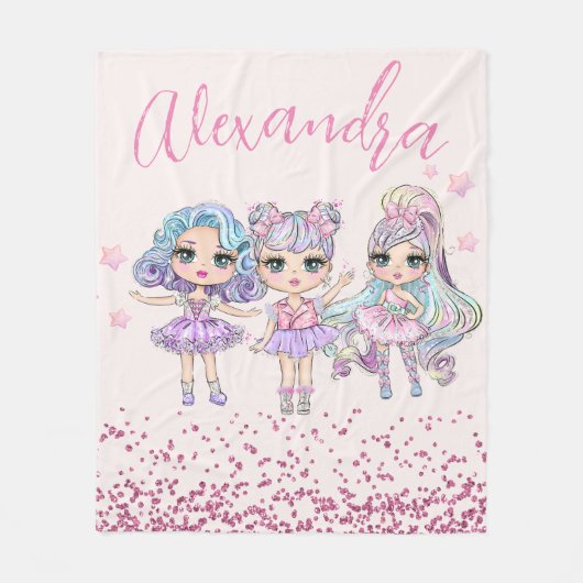 Couverture Polaire Parties scintillant mignonne Dolls Nom de la fille