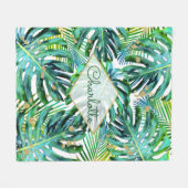 Couverture Polaire Parties scintillant Motif d'or Tropical Palm Leaf (Devant (Horizontal))
