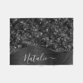 Couverture Polaire Parties scintillant noire métallique personnalisée (Devant (Horizontal))