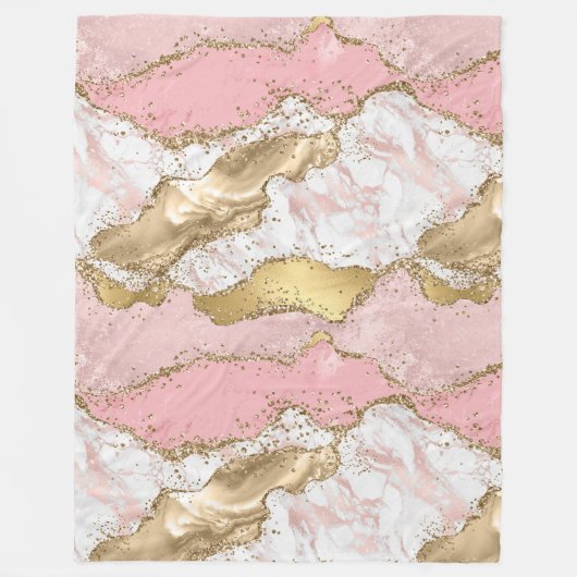 Couverture Polaire Parties scintillant or Marbre blanc rose (Devant)