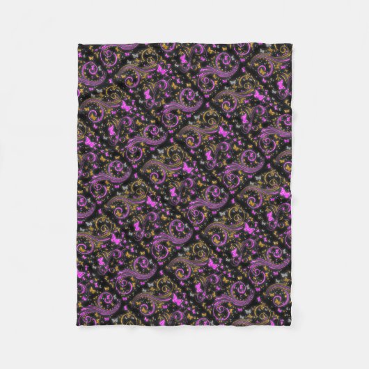Couverture Polaire Parties scintillant papillon rose orange tourbillo (Devant)