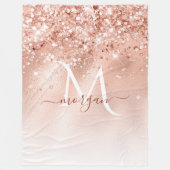 Couverture Polaire Parties scintillant Peach Rose or Monogramme (Devant)
