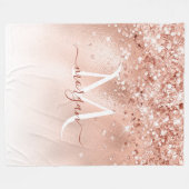 Couverture Polaire Parties scintillant Peach Rose or Monogramme (Devant (Horizontal))