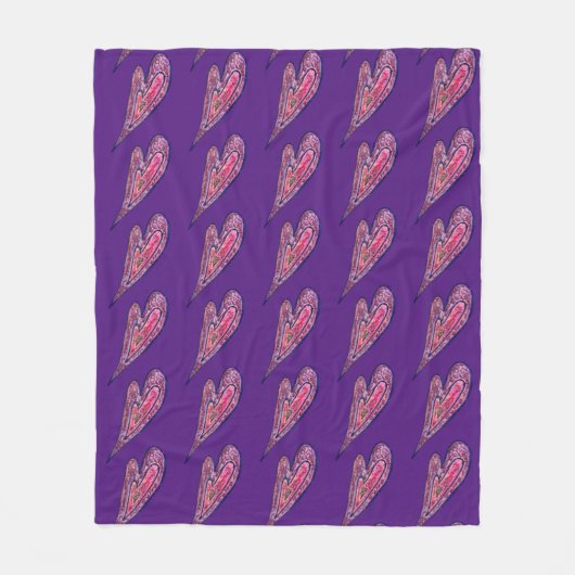 Couverture Polaire Parties scintillant rose bleu Coeurs Art Fleece Je (Devant)