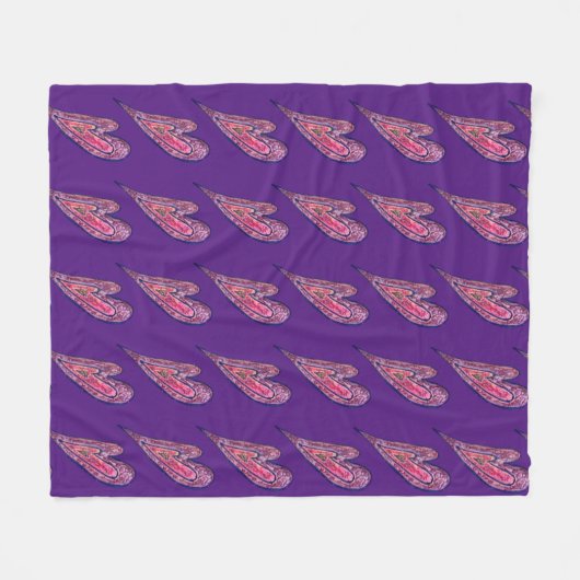 Couverture Polaire Parties scintillant rose bleu Coeurs Art Fleece Je (Devant (Horizontal))