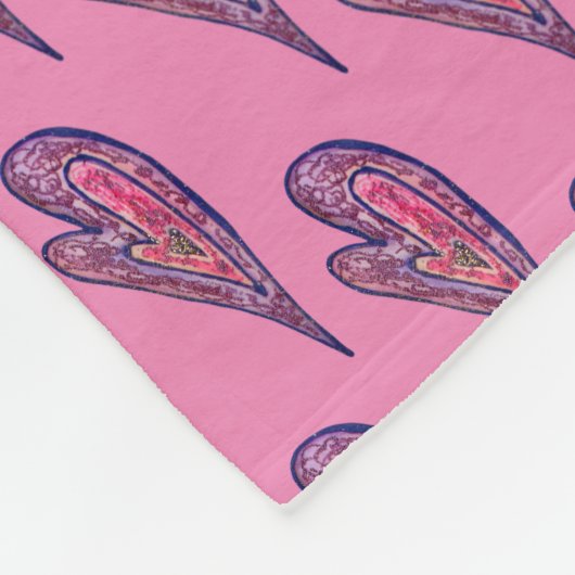 Couverture Polaire Parties scintillant rose bleu Coeurs Art Fleece Je (Coin)