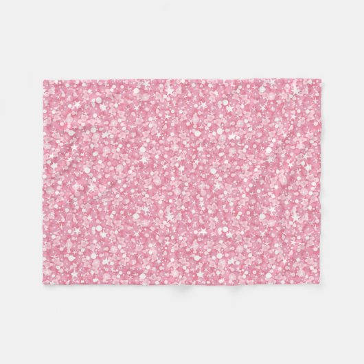 Couverture Polaire Parties scintillant Rose Étoiles Et Points Blancs (Devant (Horizontal))