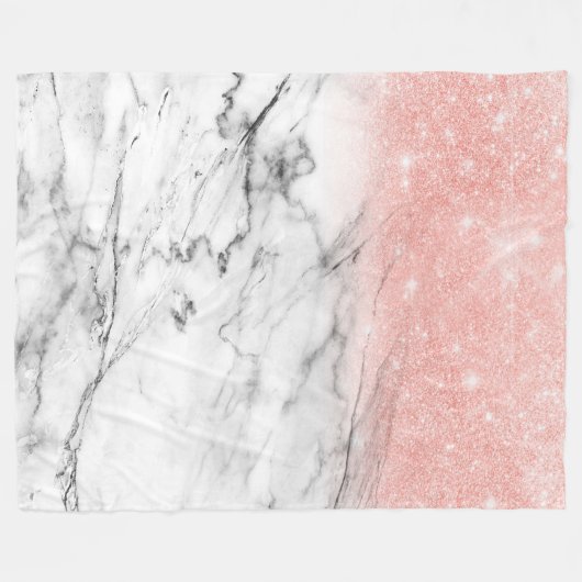 Couverture Polaire Parties scintillant rose Gold Blush Ombre en marbr (Devant (Horizontal))