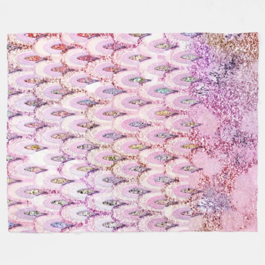 Couverture Polaire Parties scintillant rose Iridescente Sirène Balanc (Devant (Horizontal))