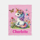 Couverture Polaire Parties scintillant rose licorne fleurs sauvages d (Devant)