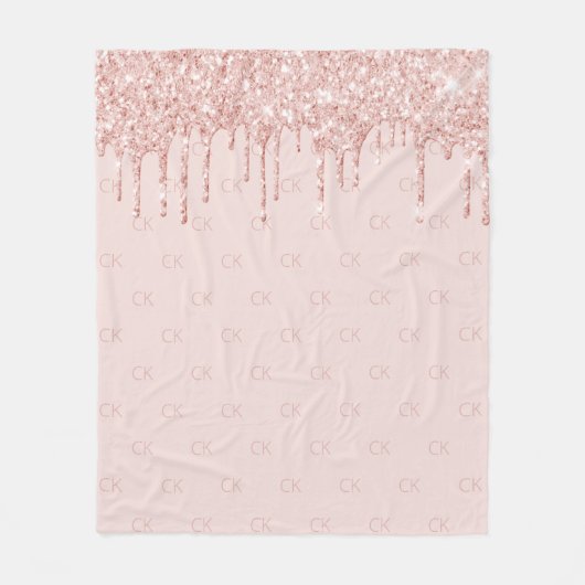 Couverture Polaire parties scintillant rose or rose monogramme initia (Devant)