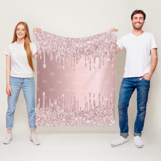 Couverture Polaire Parties scintillant rose vif gouttes brillant mono (En situation)