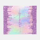 Couverture Polaire Parties scintillant rose violet goutte nom hologra (Devant (Horizontal))
