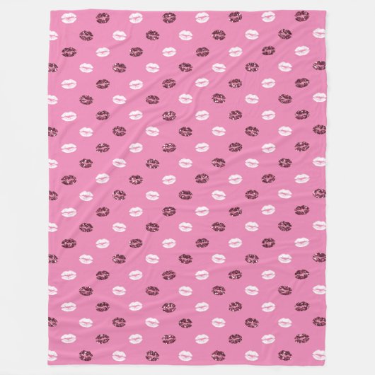 Couverture Polaire Parties scintillant rouge rose Blanc Baisers Lièvr (Devant)