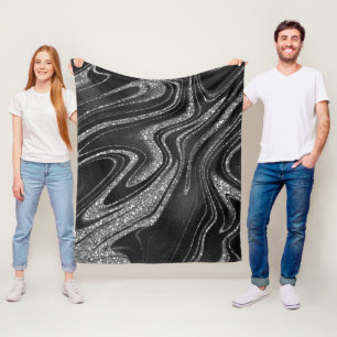 Couverture Polaire Parties scintillant Sliver Wavy sur noir