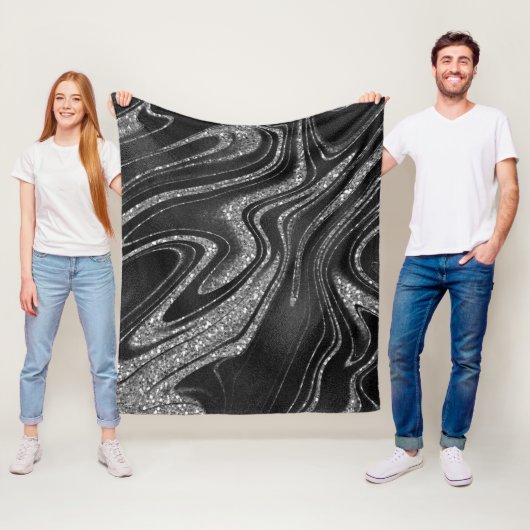 Couverture Polaire Parties scintillant Sliver Wavy sur noir (En situation)