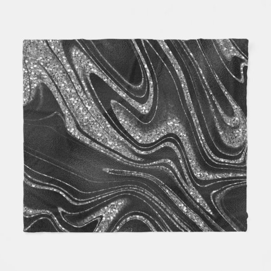 Couverture Polaire Parties scintillant Sliver Wavy sur noir (Devant (Horizontal))