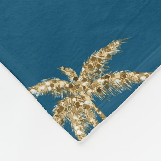 Couverture Polaire Parties scintillant Tropical Blue Gold Palm Trees (Coin)