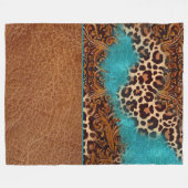 Couverture Polaire Parties scintillant Turquoise Occidentale Léopard  (Devant (Horizontal))